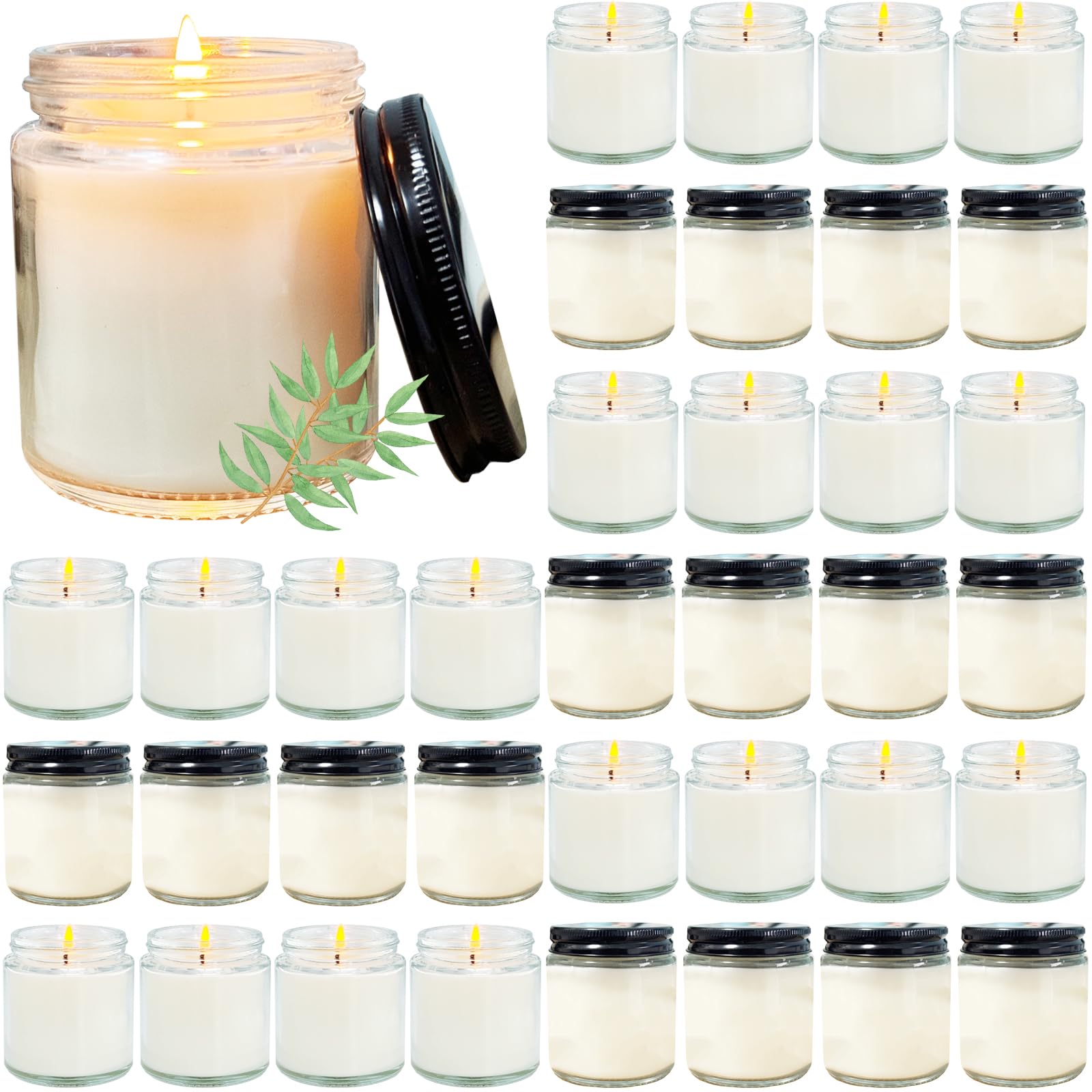 24 Pcs 4 Oz Mini White Soy Candles,Lavender Scented Candles Set,Bulk Aromatherapy Candle,Great Stress Relieving Scented Candle for Girls as a Gift for Birthdays, Weddings and More!