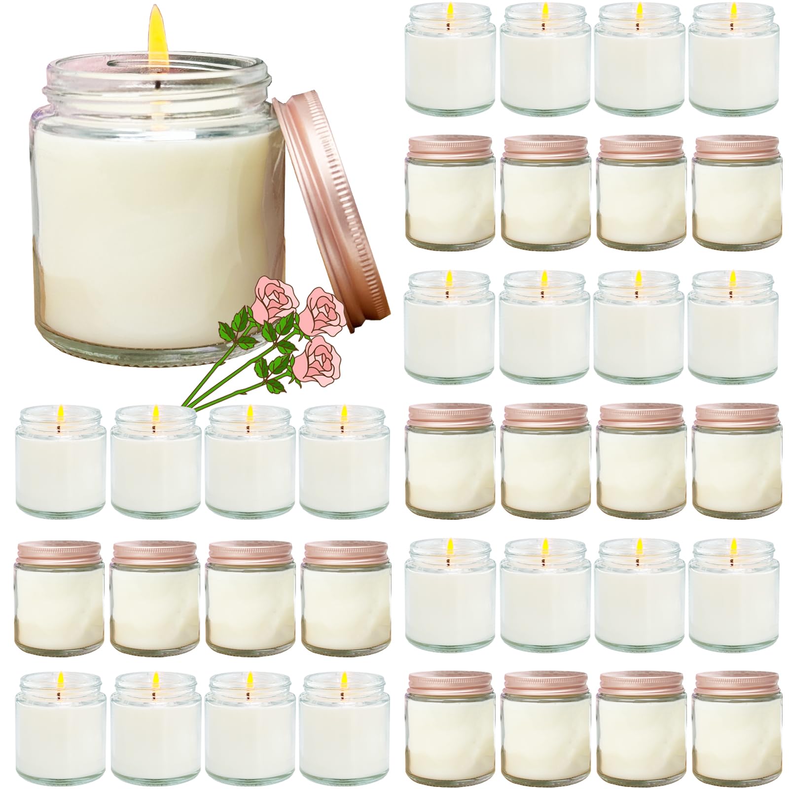 24 Pcs 4 Oz Mini White Soy Candles,Lavender Scented Candles Set,Bulk Aromatherapy Candle,Great Stress Relieving Scented Candle for Girls as a Gift for Birthdays, Weddings and More!
