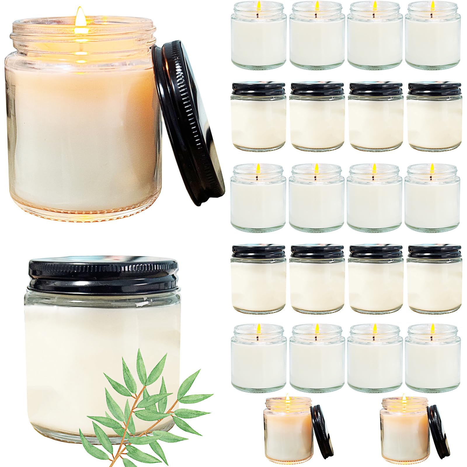 24 Pcs 4 Oz Mini White Soy Candles,Lavender Scented Candles Set,Bulk Aromatherapy Candle,Great Stress Relieving Scented Candle for Girls as a Gift for Birthdays, Weddings and More!