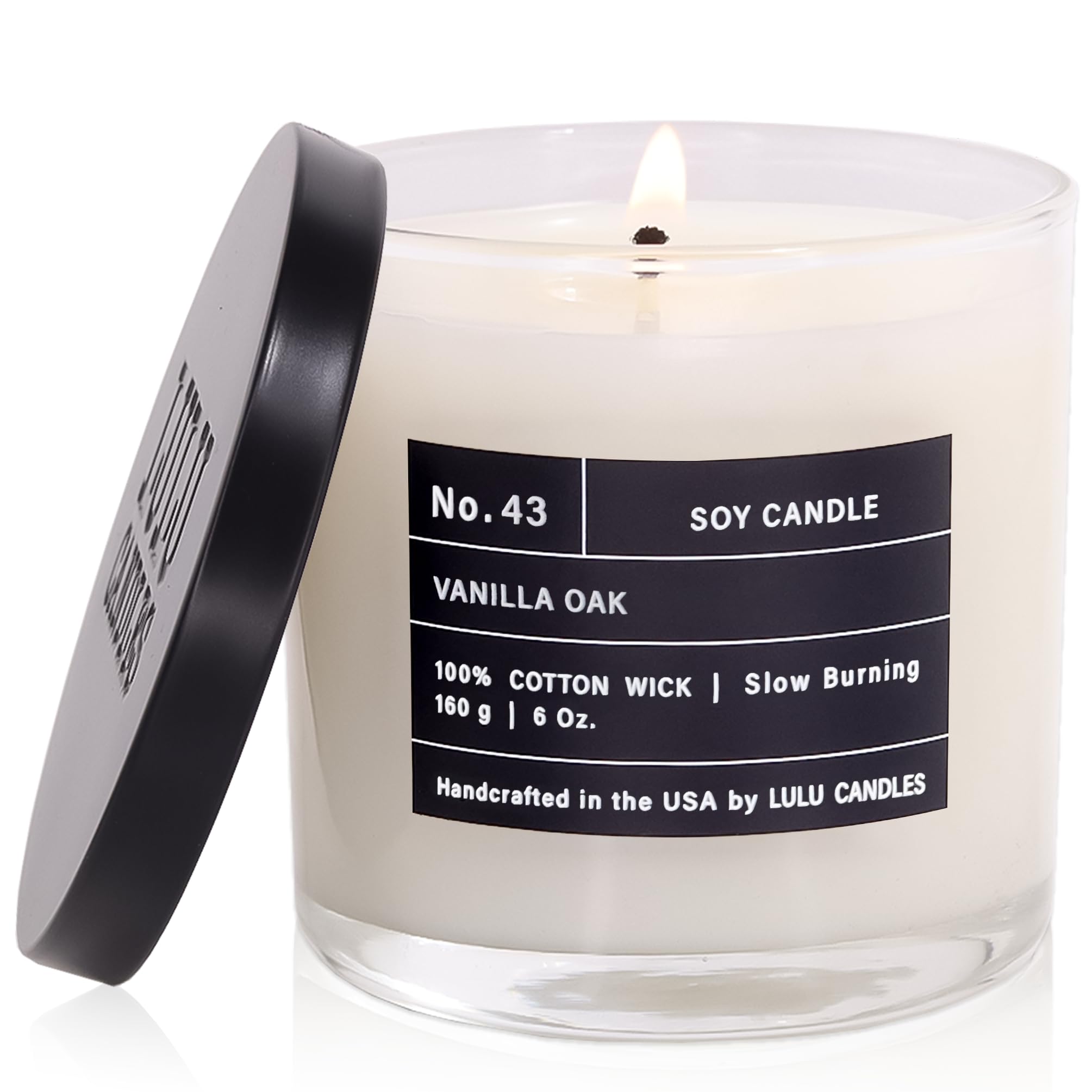 Lulu Candles | Vanilla Oak | Luxury Scented Soy Jar Candle | Hand Poured in The USA | Highly Scented & Long Lasting- 9 Oz.