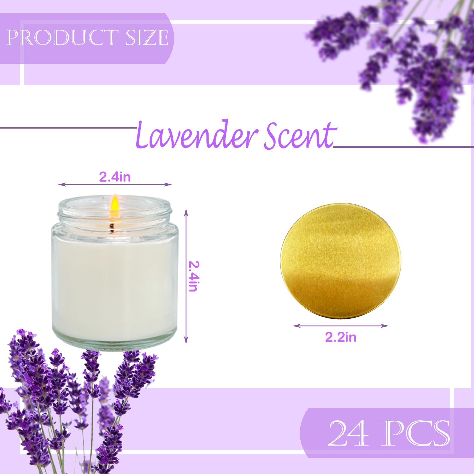 24 Pcs 4 Oz Mini White Soy Candles,Lavender Scented Candles Set,Bulk Aromatherapy Candle,Great Stress Relieving Scented Candle for Girls as a Gift for Birthdays, Weddings and More!