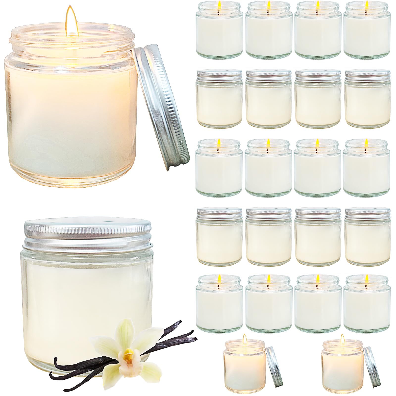 24 Pcs 4 Oz Mini White Soy Candles,Lavender Scented Candles Set,Bulk Aromatherapy Candle,Great Stress Relieving Scented Candle for Girls as a Gift for Birthdays, Weddings and More!