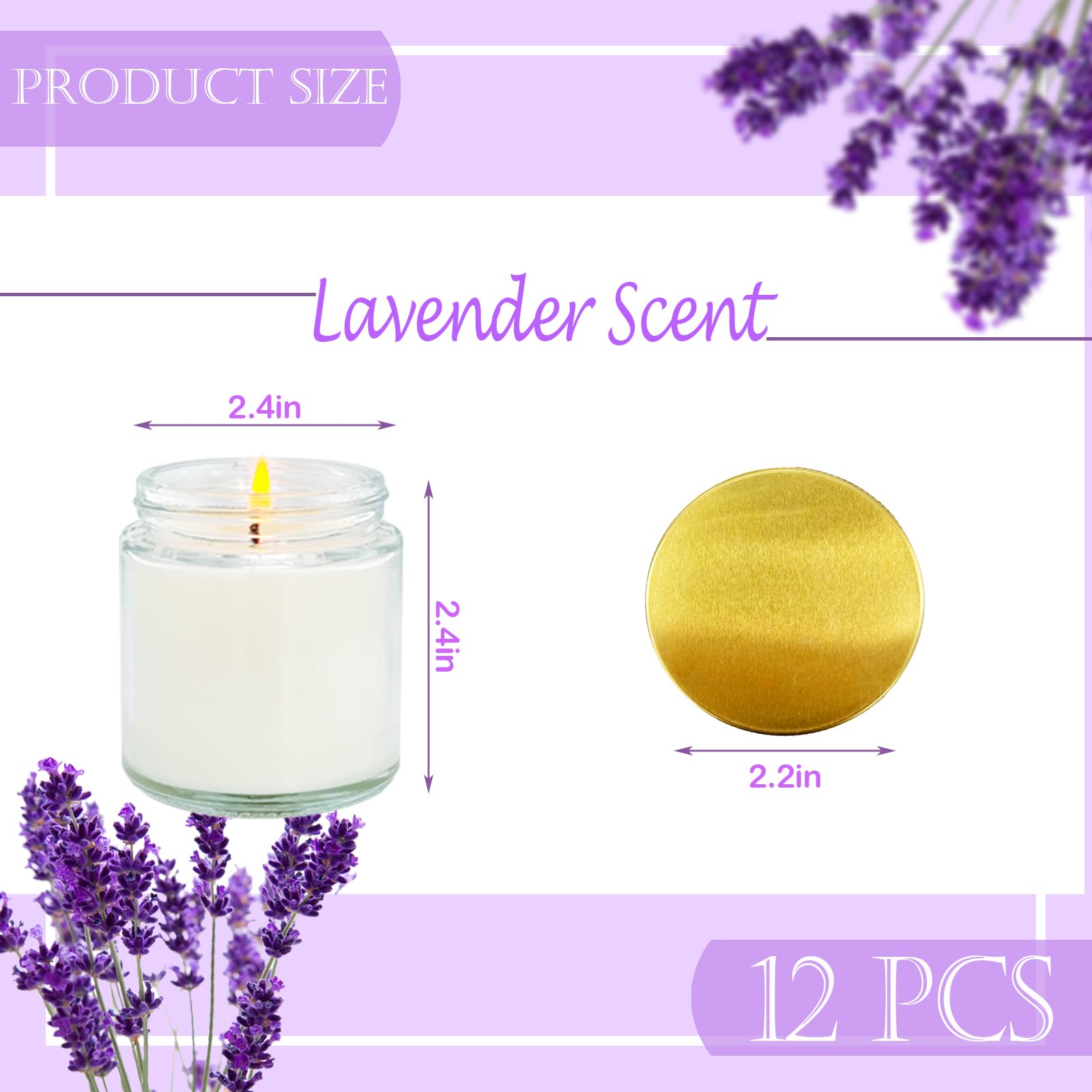 24 Pcs 4 Oz Mini White Soy Candles,Lavender Scented Candles Set,Bulk Aromatherapy Candle,Great Stress Relieving Scented Candle for Girls as a Gift for Birthdays, Weddings and More!